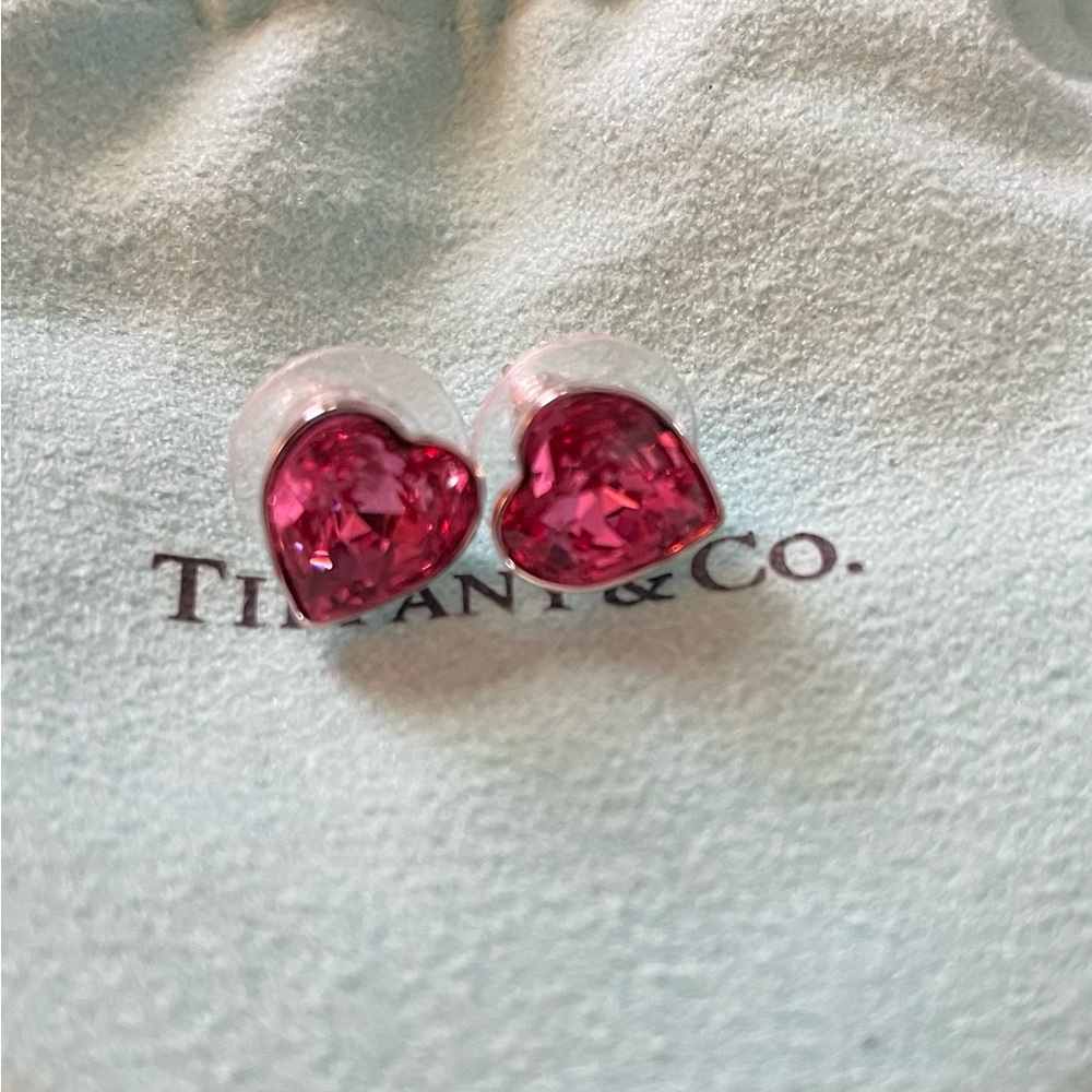 Tiffany & Co Swarovski Silver Pink Hearts